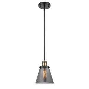 Cone - 1 Light Stem Hung Mini Pendant In Industrial Style-9 Inches Tall and 6 Inches Wide - 1 of 1