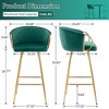 QingMoon Bar Stools Set of 2, 26" Velvet Upholstered Counter Height Chairs with Gold Legs and Chrome Footrest for Kitchen Island, Dining Room - 4 of 4