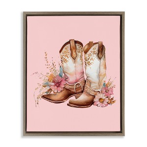 Stupell Industries Floral Pink Cowgirl Boots, 17" x 21" - 1 of 4