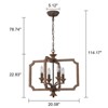 LLHZSY Farmhouse 4-Light Wood Drum Chandelier for Dining Room Ceiling Pendants-Antique Wood - W20 1/10" x H22 4/5" - 3 of 4