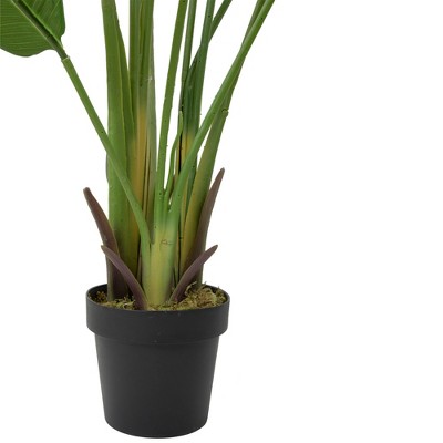 Tropical Elegance 70" Artificial Green Travellers Palm in Black Pot