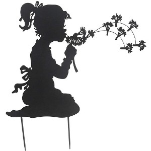 Wind & Weather Dandelion Girl Silhouette Metal Garden Stake - 1 of 4