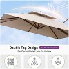 PURPLE LEAF Double Top Rectangle Patio Umbrella with Base Deluxe Wood Pattern Offset Hanging Umbrella for Pool Garden - 2 of 4