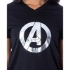 Marvel Women's Avengers Silver Foil Logo 2 Piece Jogger Pajama Set Black - 2 of 4