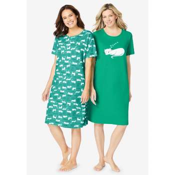 Dreams & Co. Women's Plus Size Short-sleeve Sleepshirt - M/l, Blue