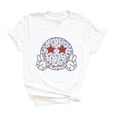 Simply Sage Market Women's Leopard Smiley Peace Sign Short Sleeve Graphic Tee