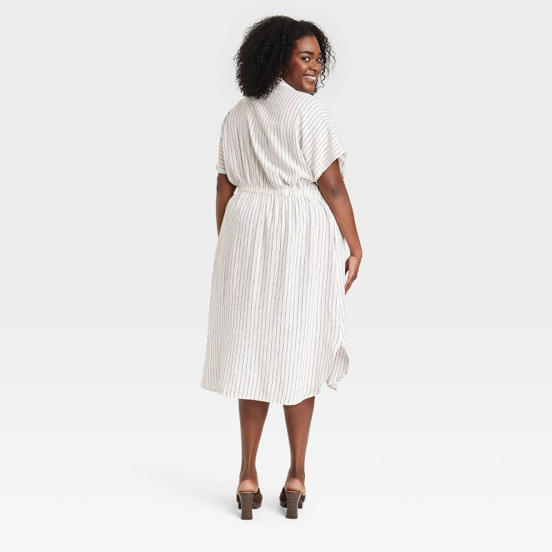 Women's Short Sleeve Linen Midi Shirtdress - A New Day™, 3 of 12