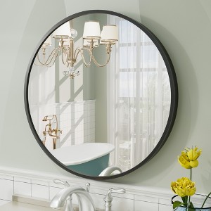 Apmir  Round High Quality Aluminum Alloy Framed French Cleat Mounted Wall Decor Bathroom Vanity Mirror - 1 of 4