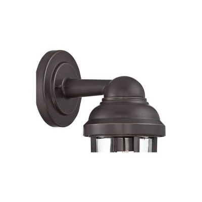 Marlowe Rustic Bronze Cage Outdoor Wall Light with Glass Shade