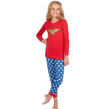 Intimo Girls' Wonder Woman Glitter Logo Pajama Set
