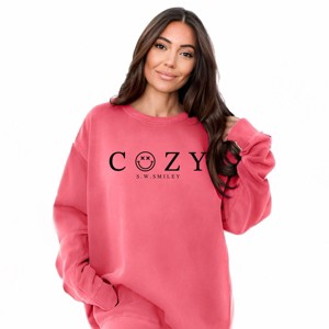 Simply Sage Market S.W.Smiley Cozy Outline Garment Dyed Sweatshirt - 1 of 4
