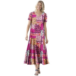 Woman Within Short-Sleeve Crinkle Dress - 1 of 4