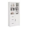 KTMBDW Display Cabinet with Glass Doors and 3 Drawers, Curio Cabinet with 3 Shelves, Bookcase Storage Cabinet for Living Room, Bathroom, White - 4 of 4