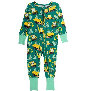 RuffleButts SoftSnooze Gender Inclusive Holiday Convertible One Piece Pajamas - 1 of 2