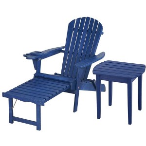 Jiallo Oceanic Collection Adirondack Chaise Lounge Chair Foldable, cup and glass holder, built in ottoman, Set of 1 Lounge chair and 1 end table - 1 of 4