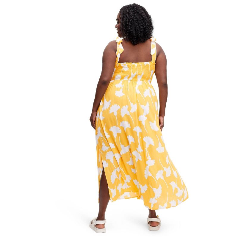 Women's Smocked Tie Strap Ginkgo Yellow Midi Dress - DVF for Target, 2 of 7