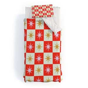 Deny Designs Twin/ Twin Extra Long Galaxy Eyes Star Check Festive Duvet Cover and Pillow Sham Cream - 1 of 4