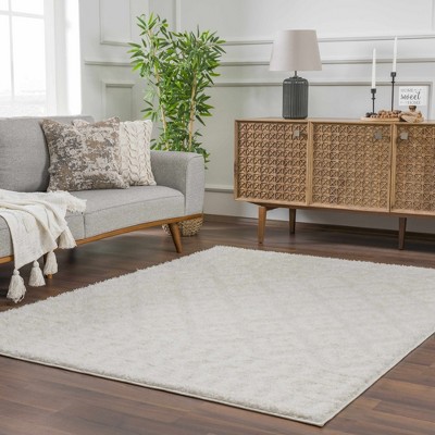 Eivin Cream Plush Polyester Rectangle Area Rug 5'3" x 7'