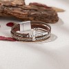 Cross Leather Bracelet with Magnetic Clasp, Christian Religious Boho Wrap Cuff Bangle for Women - 4 of 4