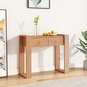 vidaXL Console Table 35.4 in.x13.8 in.x29.5 in. Solid Teak Wood - 1 of 4