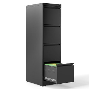 Munora - 4-Drawer Vertical File Cabinet with Lock - Heavy Duty for Letters/Legal/A4 Files - Black - 1 of 4