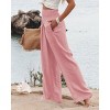Womens Palazzo Pants Wide Leg High Waist Smocked Harem Pants Loose Fit Lounge Pants Linen Textured Summer Boho Bagyy Yoga Pants - 2 of 4