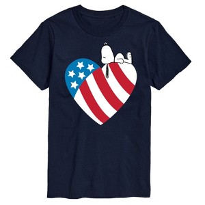 Men's - Peanuts - Snoopy On Flag Heart Short Sleeve Graphic T-Shirt - 1 of 4