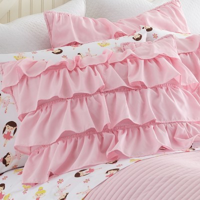 Bella Pink Ruffled Twin Reversible Quilt Set