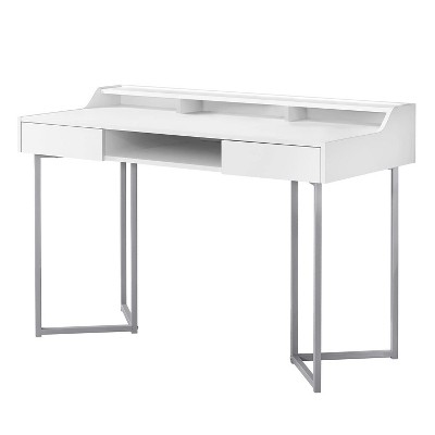 Monarch Specialties Computer Desk Home Office Laptop Storage Drawers 48InchL Work Metal Laminate White Grey Contemporary Modern