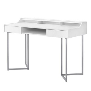 Monarch Specialties Computer Desk Home Office Laptop Storage Drawers 48InchL Work Metal Laminate White Grey Contemporary Modern - 1 of 4