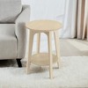 Round End Table Farmhouse Small Side Table Living Room Corner Table Drink Table Natural Beige - 4 of 4
