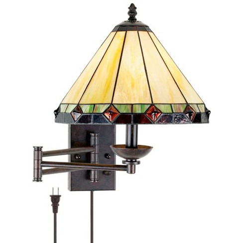 Robert Louis Swing Arm Wall, Stained Glass Light Fixture