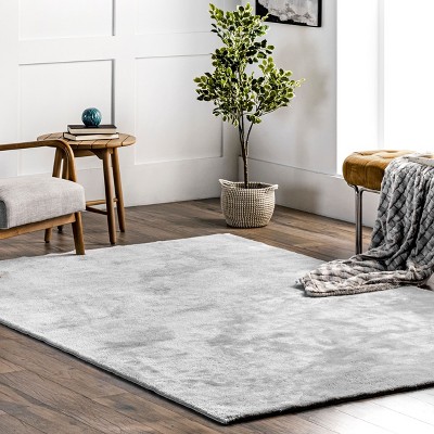 Light Gray Washable Non-Slip Shag Area Rug 3' x 5'