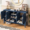 Storage Sideboard with 4 Doors & Adjustable Shelves, Buffet Cabinet with Open Shelf & Double Hooks - ModernLuxe - 2 of 4