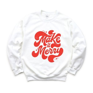 Make It Merry Cursive Distressed - Women's Graphic Sweatshirt - 1 of 4