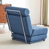 Vynxaria Portable Foldable Single Sofa Bed with Pillow - Cream White Linen - 3 of 4