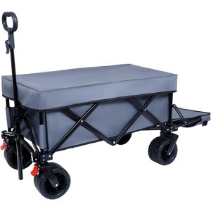 RISOKEYS Foldable Utility Wagon with Extended Tailgate & Lid, 400 lbs Capacity - All-Terrain Wheels,for Camping,Beach,Shopping,Outdoor - 1 of 4