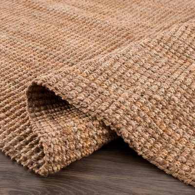 Handwoven Camel Brown Jute Rectangular Area Rug 5' x 7'