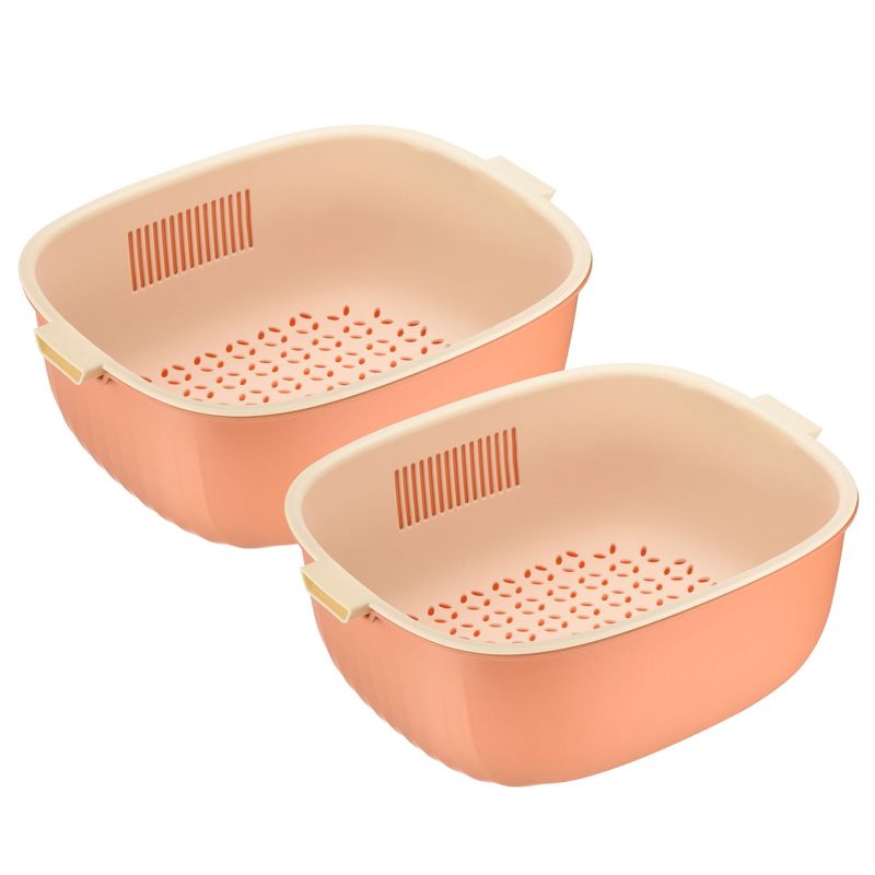 Unique Bargains Kitchen Colander Bowl Set Plastic Washing Bowl and Strainer Dual-Layer Pasta Drainer Basket, 1 of 4
