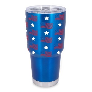 100 North 30 Ounce Stainless Steel On the Go Travel Tumbler With Push Top Lid, Stars and Stripes Blue - 1 of 4