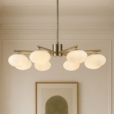 ALOADECOR Mid Century Modern Opal Glass Chandelier Classic Globe Pendant Light For Dining Room Living Room