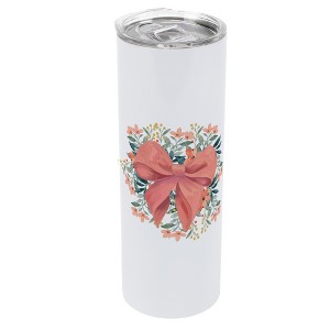 Elanze Designs 20 Ounce Stainless Steel On the Go Travel Tumbler With Push Top Lid, Pink Bow Floral - 1 of 1