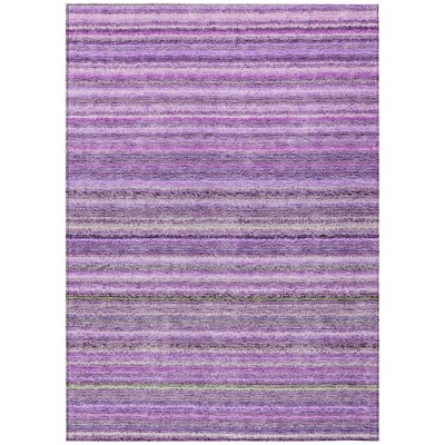 Purple Eggplant And Lilac Striped Washable Indoor Outdoor Area Rug