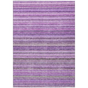 Purple Eggplant And Lilac Striped Washable Indoor Outdoor Area Rug - 1 of 4