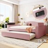 TIRAMISUBEST Twin/Full Size Upholstered Daybed w/Storage Armrests & Trundle, Teddy Fleece Sofa Bed Frame w/ Latest Integrated Bluetooth Audio System - 3 of 4
