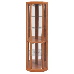 FONTOI Corner Curio Cabinet, Corner Display Cabinet, Glass Display with Adjustable Glass Shelves for Collection, Dark Oak, 16.5"*69.85"*16.5" - 1 of 4