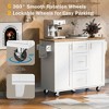 LunaLulinlk olling Kitchen Island with Storage, Kitchen Cart with Rubber Wood Top, 3 Drawer, 2 Slide-Out Shelf and Internal Storage Rack - 3 of 4