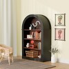 45" Arched MDF Wood Bookcase with 4 Shelves,Tall Bookshelf with Anti-Tip Kit for Living Room,Open Display Floor Storage Bookcase-Coolbibila - 3 of 4
