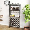 Hachikiko Freestanding Industrial Wood & Metal Wine Rack with 3-Tier Storage, Wine Glass Holder & 20-Bottle Capacity - Multifunctional Tall Wine Stand - 3 of 4