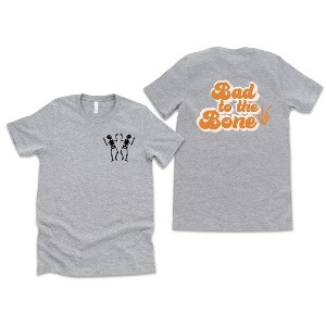 Simply Sage Market Women's Bad To The Bone / Two Dancing Skeletons Front and Back Short Sleeve Graphic Tee - 1 of 4